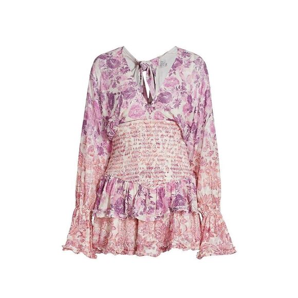 HEMANT & NANDITA Floral Ruffle Minidress size M - Picture 4 of 13